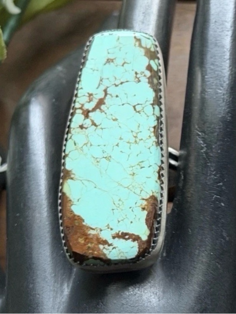 Navajo Native Sterling Silver Number 8 Turquoise Adjustable Ring Leslie Nez Gift